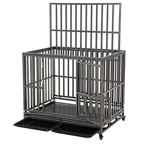 LUCKUP Heavy Duty Dog Cage Metal Kennel and Crate for Medium and Large Dogs, Pet Playpen with