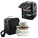 Nex Lunch Bag Double Cooler Carry Bag Insulated Tote Large Capacity with Adjustable Shoulder Strap and Zip Closure Travel Lunch Tote(Black)