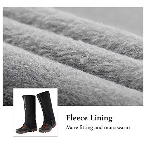 Hiking Leg Gaiters Waterproof Snow - Fleece Lining and Reinforced TPU Strap Breathable 501D Nylon for Outdoor Walking Boot Hunting Climbing Mountain - Thumbnail 2