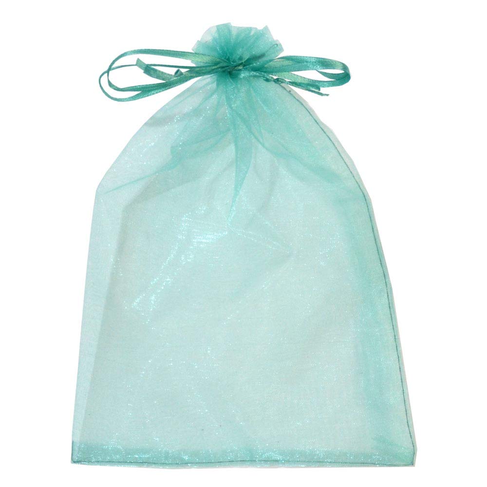 SUNGULF 100pcs Organza Pouch Bag Drawstring 6"x9" 16x22cm Strong Gift Candy Bag Jewelry Party Wedding Favor (Aquamarine)