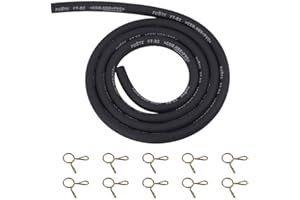 Wetenex 1/8" Fuel Line Gas Line 10 Feet Long with 10 Clamps for Kawasaki EZGO Snowmobile Lawn Mowers Tractors Bike Scooter ATV Golf Cart Motorcycle