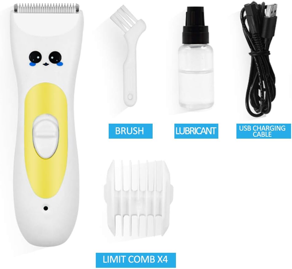 TOPmountain Baby Hair Clippers - Electric Hair Trimmer with 4Guide Combs, Quiet & Professional, Rechargeable Waterproof Cordless Haircut Kit for Kids Infants Men and Women