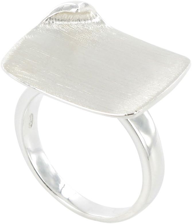 Lily Morgane – Wizz Brushed Solid Silver Ring with Rectangular Corner Cornea