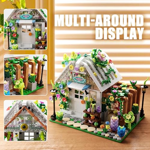 Uniiking® Flower House Building Set with Lights, Garden House Building Toy Kits Compatible with Trend, Creative Greenhouse Playset, Christmas Birthday Gift for Adults or Girls 8-12 Years(769PCS)