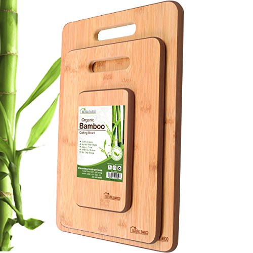 Bamboo Cutting Board Set, ANKO 100% Original Bamboo 3-Piece Cutting & Serving Board Set, used for cut Food Prep, Meat, Vegetables, Bread, Crackers & Cheese. (3 PACK) - Thumbnail 7
