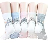 Totoro Friends Women's Socks 5pairs(5color)=1pack Made in Korea, One Size