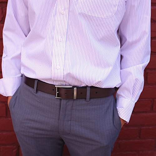 Falari Men's Classic Dress Belt Genuine Leather Belt Enclosed in a Gift Box Brown 9021-BN-S