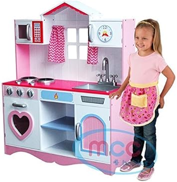 cocina madera rosa juguete