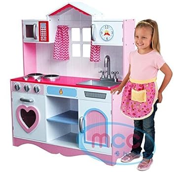 Large Girls Kids Pink Wooden Play Kitchen Children S Role Play