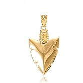 Polished 10k Yellow Gold Serrated Arrowhead Charm Pendant
