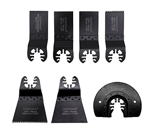 7 Pcs Precision Oscillating Multitool Blades Set Quick Release Oscillating Multifunction Saw Blade Fit Universal Porter Cable Bosch Black & Decker Dewalt Multimaster Vibration Saw Blade TF59100027
