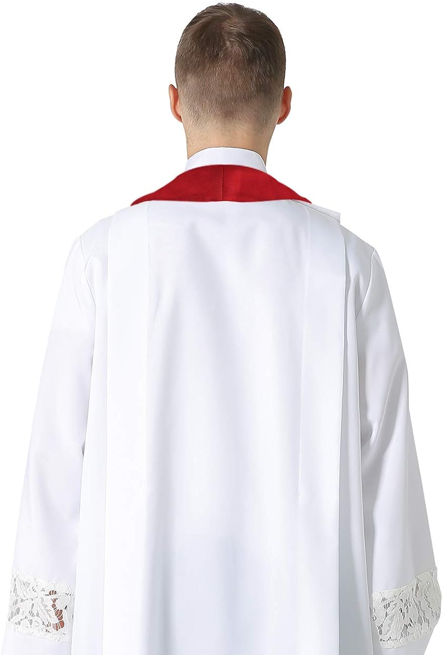 IvyRobes Unisex-adult's Reversible Clergy Mass Stole with Cross 90" Red/White: Clothing