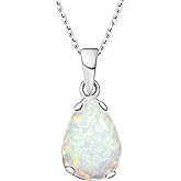 925 Sterling Silver Gemstone Necklace - Gemstone Teardrop Necklace - Birthstone Necklace for Women Silver - Pear Gemstone Pendant - Silver Jewelry for Women - Minimalist Chain Necklace