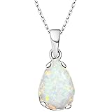 925 Sterling Silver Opal Necklace - Opal Teardrop