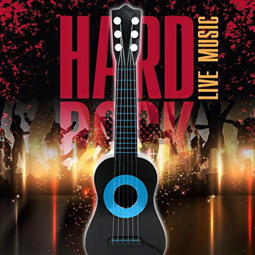 WEY&FLY Kids Toy Guitar 6 String, Baby Kids Cute Guitar Rhyme Developmental Musical Instrument Educational Toy for Toddlers (Black/Blue)