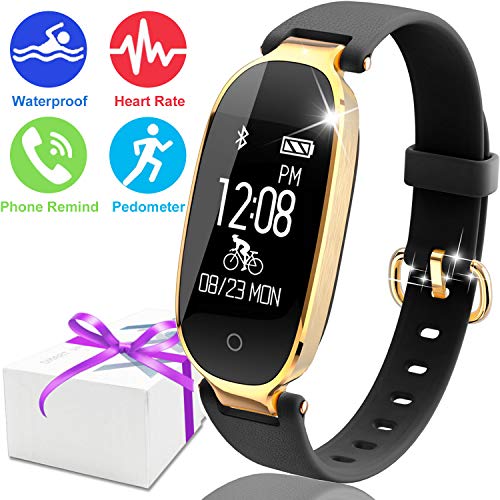 Fitness Tracker Watch, Waterproof Heart Rate Activity Tracker, Women Bluetooth Smart Sport Wristband with 8 Sports Mode Health Sleep Monitor Calorie Counter Kids Pedometer Outdoor for iOS Android     