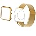 Apple Watch Band, Biaoge Milanese Loop Fully Magnetic Closure Clasp Stainless Steel Wrist Strap Replacement with Aluminum Protective Case for Apple Watch Series 2 Series 1 (38mm Gold)