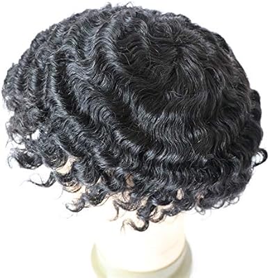 Lumeng Hair Male Toupee 360 Weave Curly Man Unit 1b Off Black