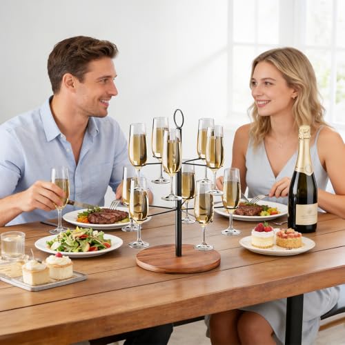 CLOPAE Torre de bebidas extraíbles, torre de champán, 2 estantes, 10 copas de Aperol Tower, soporte de árbol para fiestas, bodas, pubs, fiestas familiares