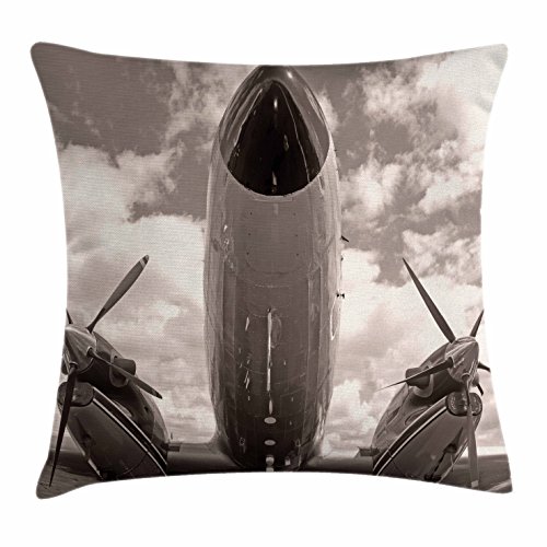 Vintage Airplane Decor Throw Pillow Cushion Cover By Ambesonne