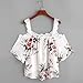 Litetao 2017 New Fashion Short Sleeve Off Shoulder Lace Floral Blouse Roses Printed Casual Cute Tops T-Shirt (S, 2White)