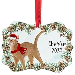 Sorrel Abyssinian Cat Christmas Ornament 2024