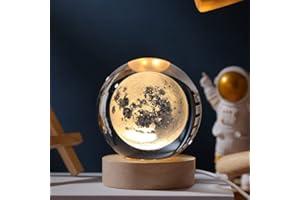 Coyoohouse 3D Moon Model Crystal Ball, Laser Engraved Planet Model Astronomy Sphere Decor, 2.4" Paperweight Crystal Universe Gifts for Kids, Space Model Collectors