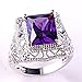 Psiroy 925 Sterling Silver Plated Simulated Amethyst Filigree Art Deco Statement Ring Size 9