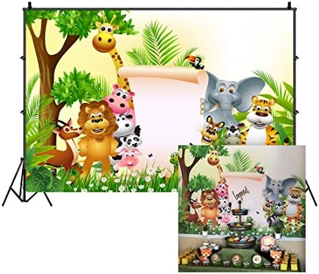 Lfeey 7 X 5ftカスタムサファリパーク写真背景kids 1st 2 Nd 3rd誕生日パーティーベビーシャワー装飾壁紙漫画動物園フォレスト ジャングル野生動物カスタマイズ可能なbackdropフォトスタジオ小道具 Metallicconveyor Com