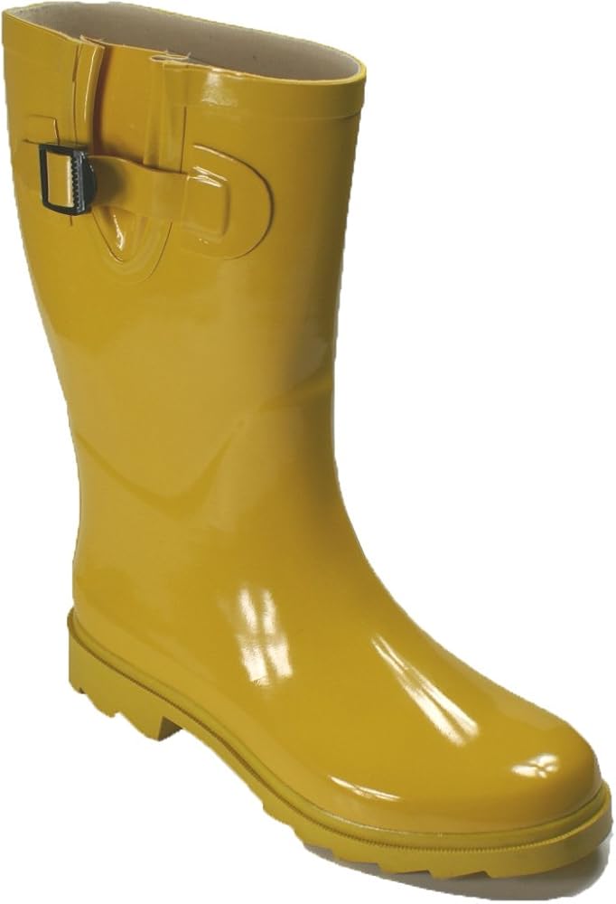 yellow flat boots
