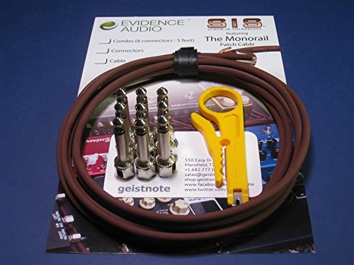 Geistnote's Evidence Audio The Monorail, Burgundy Cable, SIS (Solderless) Pedalboard Kit - 20 SIS plugs/20 feet of Burgundy Monorail