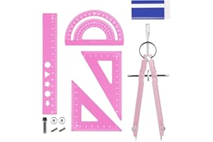 Geometry Set with Protractor Compass Math Ensemble De Geometrie Staedtler Metal Aluminum Alloy With Rulers Lead Refill and Er