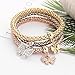 ISAACSONG.DESIGN Women Men Beaded Couple Bracelet, Stainless Steel Gold Bead Ball Stacking Elastic Bracelet Jewelry（2 pcs 6mm Gold Bead Bracelets Set）