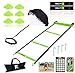 Fitness Kings 20FT Agility Ladder Speed and Agility Training Set with Running Parachute & Loop Resistance Bands + 6 Agility Cones Hurdles + Workout Program Fitness Guide & Videos