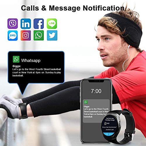 Evershop Smart Watch Phone with TF SIM Card Slot for Men Women, 1.5 inches IPS Round Touch Screen Fitness Tracker Watch with Heart Rate Monitor,Sleep Monitor, Pedometer for Android iOS