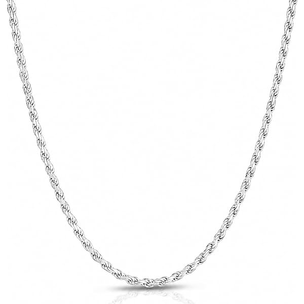 Amazon.com: 925 Sterling Silver 3mm Diamond-cut Rope Chain; 24
