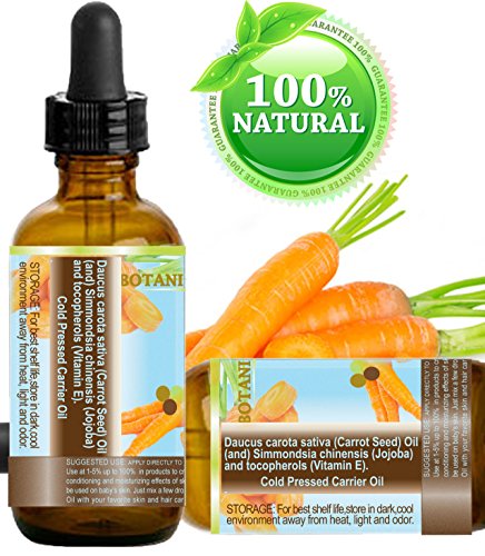CARROT SEED OIL 100 % Natural Cold Pressed Carrier Oil. 1 Fl.oz.- 30 ml. Skin, Body, Hair and Lip Care. "One of the best oils to rejuvenate and regenerate skin tissues.' by Botanical Beauty