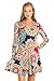 5Thread Women's Casual Print Long Sleeve Front Strappy Tunic Dress Top W/Side Pocket