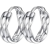 Men's Earring Hoop 925 Sterling Silver Hoop for Men Round Huggie Mens Hoops Earrings Ear Piercings