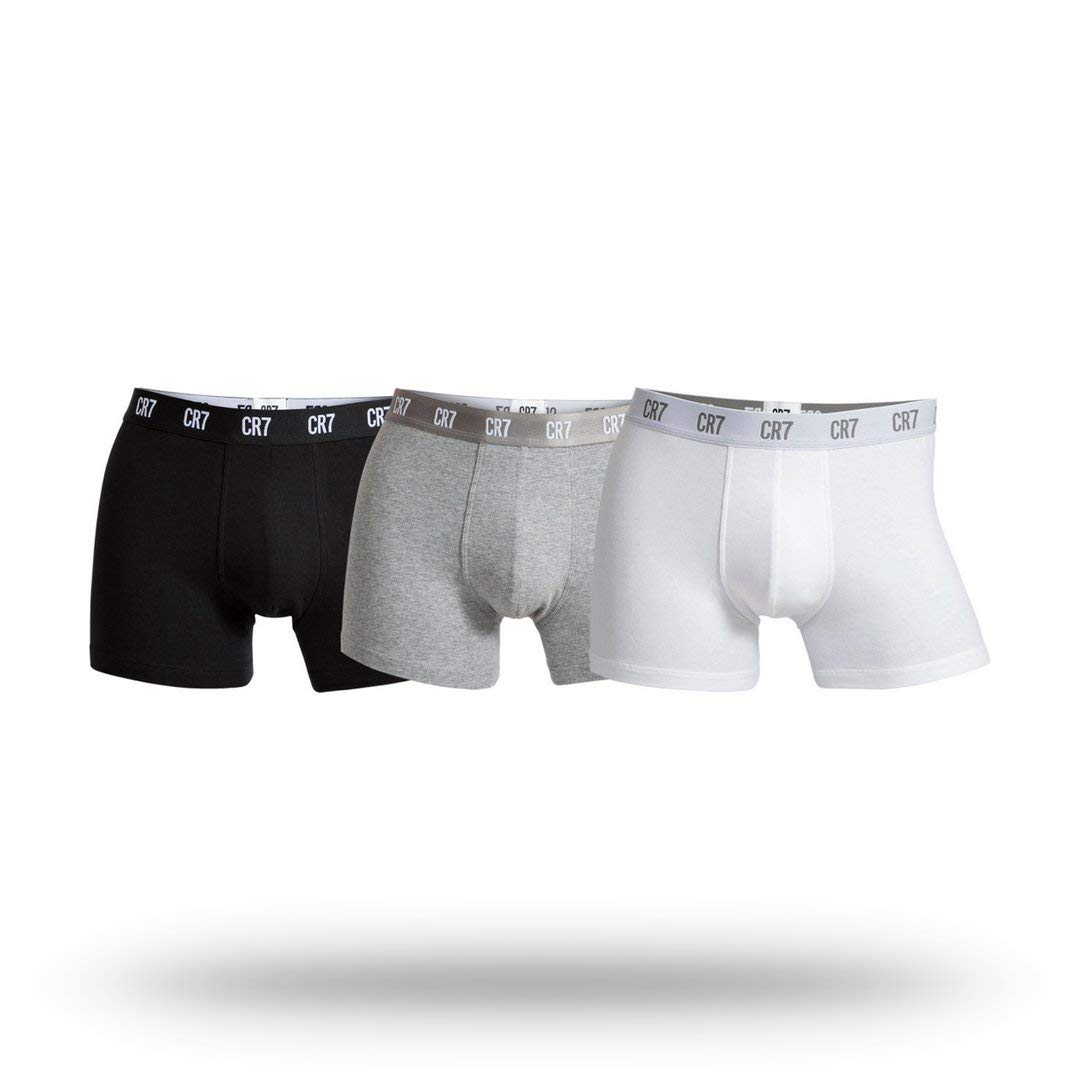 Cristiano Ronaldo Mens 8100-49-633-l Boxer Shorts, White/Grey Melange/Black, L UK