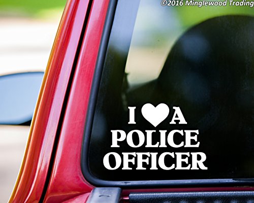 I LOVE A POLICE OFFICER 8" x 5" Vinyl Decal Sticker - Cop Heart Police Dept - - COBALT
