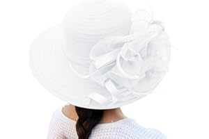 YOLAI Kentucky-Derby Church Dress Hat for Women Black Fascinators Bridal Tea Party Wedding Hat Wide Brim
