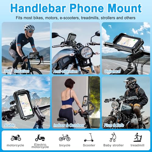 ENONEO Universal Anti-Vibration 360° Mobile Phone Holder for Bikes and Scooters and Motorcycles and Handlebars