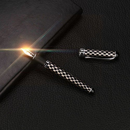 Glumes Fountain Pen Writing Set Ink Refill Black Barrel, Classic Design, Medium Nib, Black Ink Business Signature Office Stationary School Supplies Creative Gift Pen for Kids, Toddlers, Child, Adults