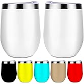 EXYLANOR Personalized Wine Tumblers with Photo Text Logo Name Customized Stainless Steel Insulated Coffee Mugs for Hot & Cold Drinks Gift for Men Women 12 OZ, 1 PC, Blank White