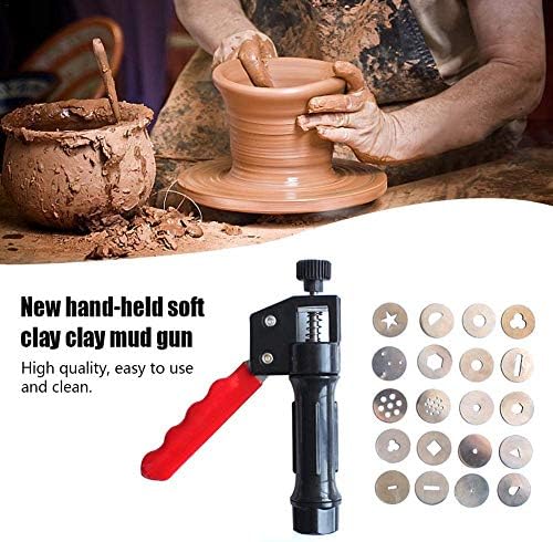 1Pcs Clay Extruder and 20 Pcs Stainless Steel Crowded Mud Machine Polymer Clay Fimo Extruder Craft Fondant Sculpture Decorating Tool Set