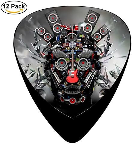 Musical Face Guitar Picks Celluloid Print Various Complete Assorted 12 Pack