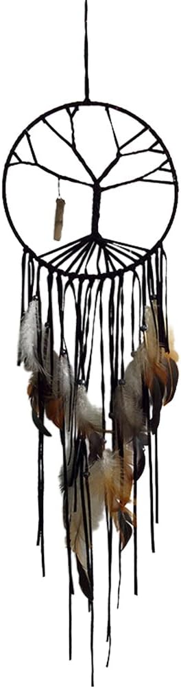 OFIYOU Handmade Beaded Feather Natural Stone Hanging The Tree of Life Dream Catcher Wall Hanging Decoration Dream Catcher