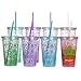 DAKOUFISH 11 Inch Long Glitter Black Reusable Tritan Replacement Drinking Straws for 16 oz & 24 oz Mason Jar,Tumblers, Set of 12 with Cleaning Brush (11inch, Glitter Black)