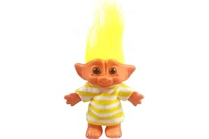 YINTLILOCN Lucky Troll Dolls,Vintage Troll Dolls Chromatic Adorable for Collections, School Project, Arts and Crafts, Party Favors - 7.5" Tall Yellow(Include The Length of Hair)